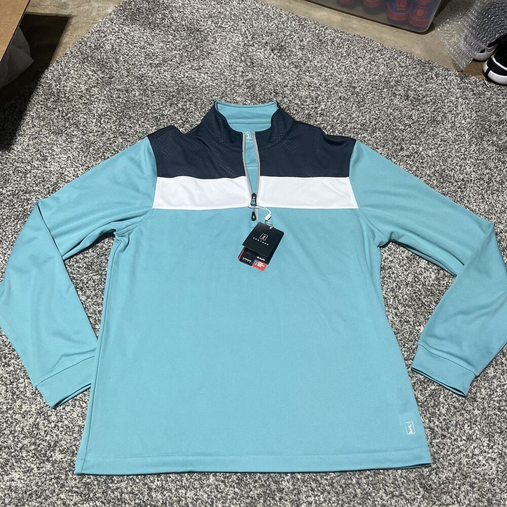 PGA TOUR Men's Quarter-Zip Golf Pullover blue S